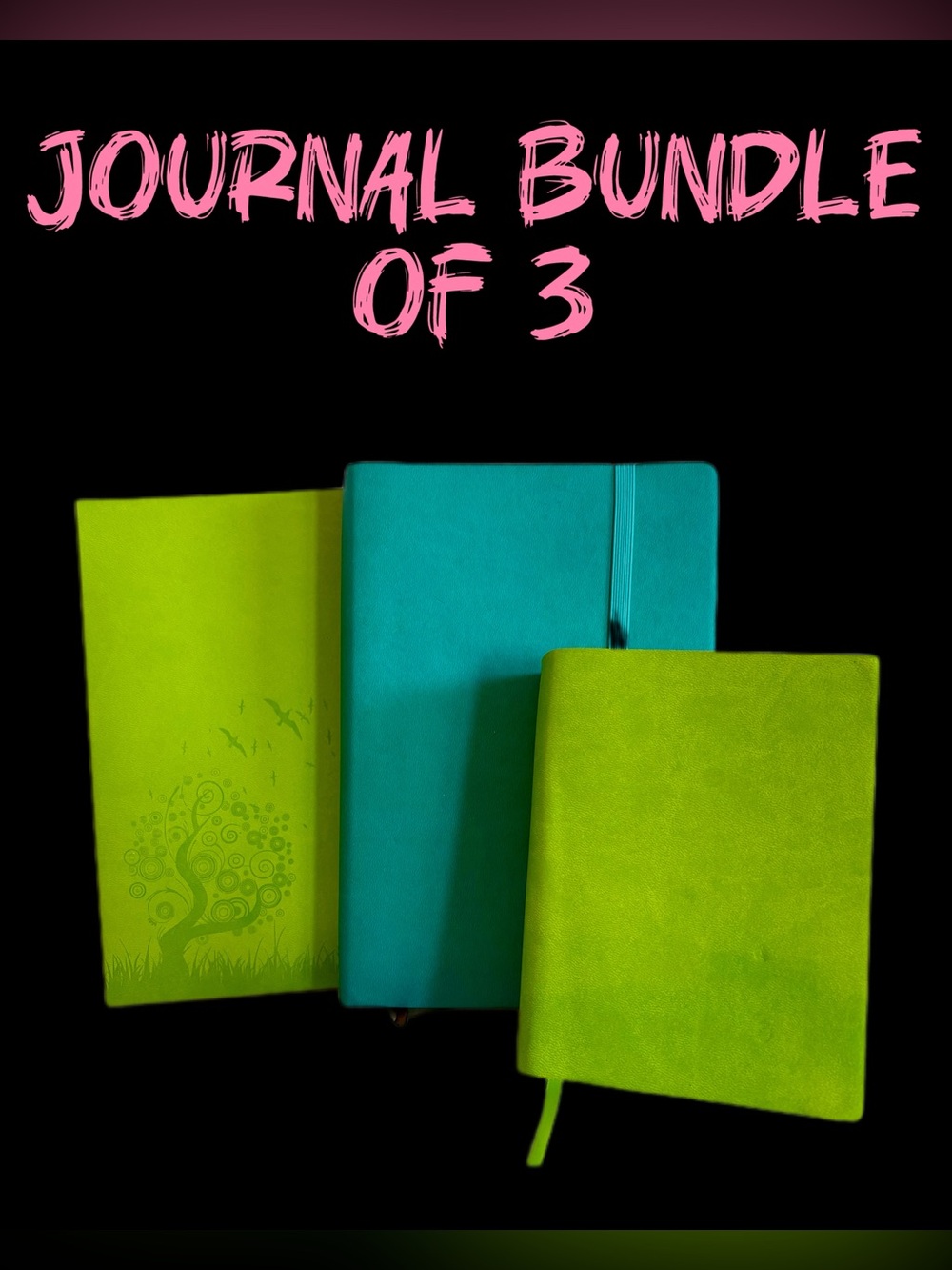 Writing Journals Set of 3 - Teal + Green Notebooks Lined + Blank